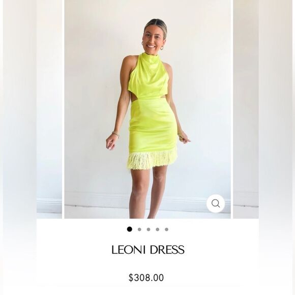 NEW Elliatt Leoni Halter Fringe Mini Dress Citrus Lime Green Size XS - Picture 2 of 9